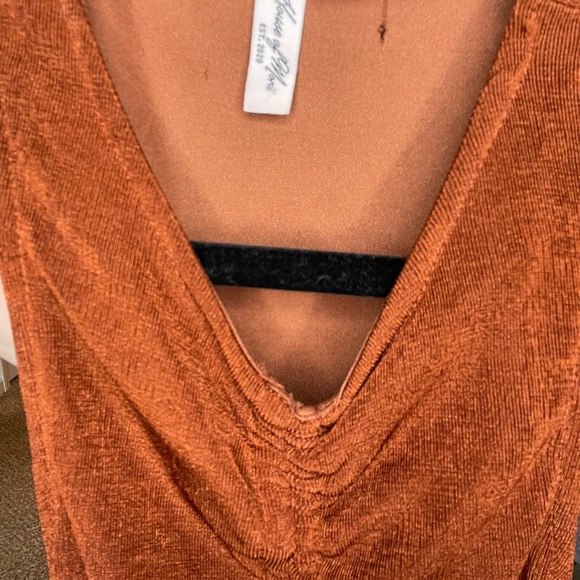 Orange Rust Ruched Dress - Picture 7 of 8